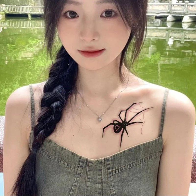 Herbal Spider Tattoo Stickers For Women Man Arm Art Temporary Tattoos Waterproof Fake Tattoo Punk Cobweb Lasting Tattoo Stickers