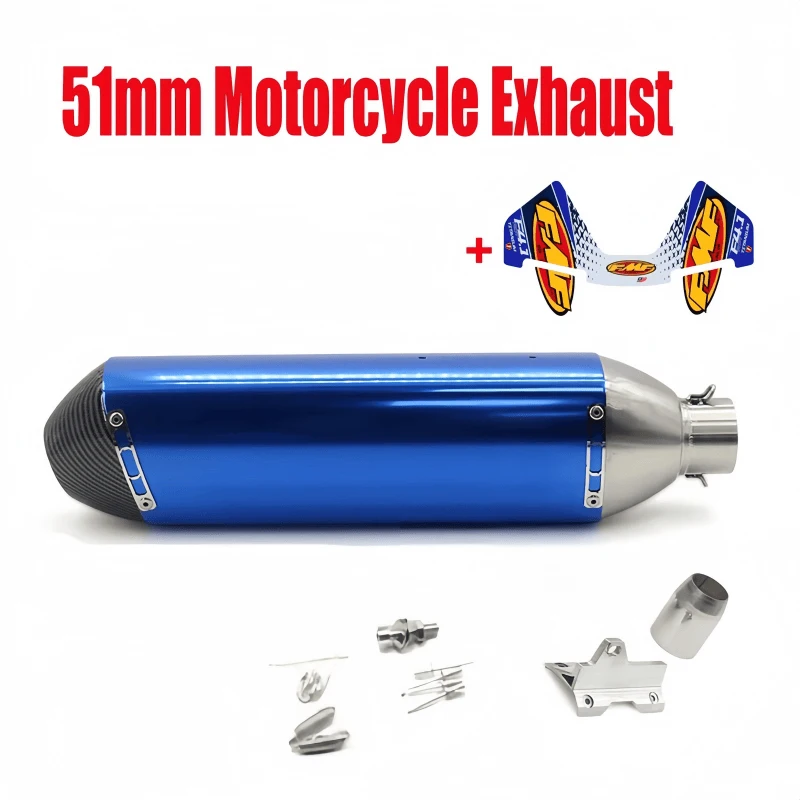 Image of 51mm Einlass FMF Style 4-Takt Motorrad Slip-On Auspuff Schalldämpfer mit Halterung für KTM 450 EXC RC390 DRZ400 R1 R3 R6