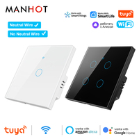 Tuya Smart Wifi Light Switch No Neutral Wire Touch Panel EU Wall Switch APP Remote Control Voice Control Alexa Google Home Alice