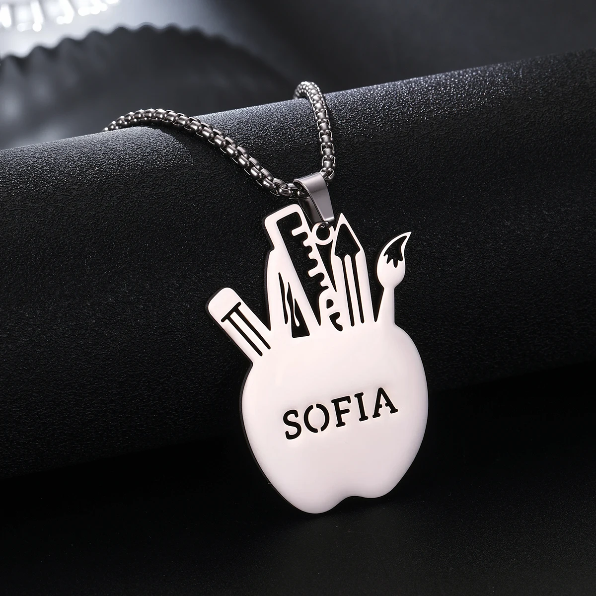 

Custom Stainless Steel Designed Chef Themed Pendant Necklace for Women Men Unique Culinary Tools Pattern, Trendy Jewelry Gift