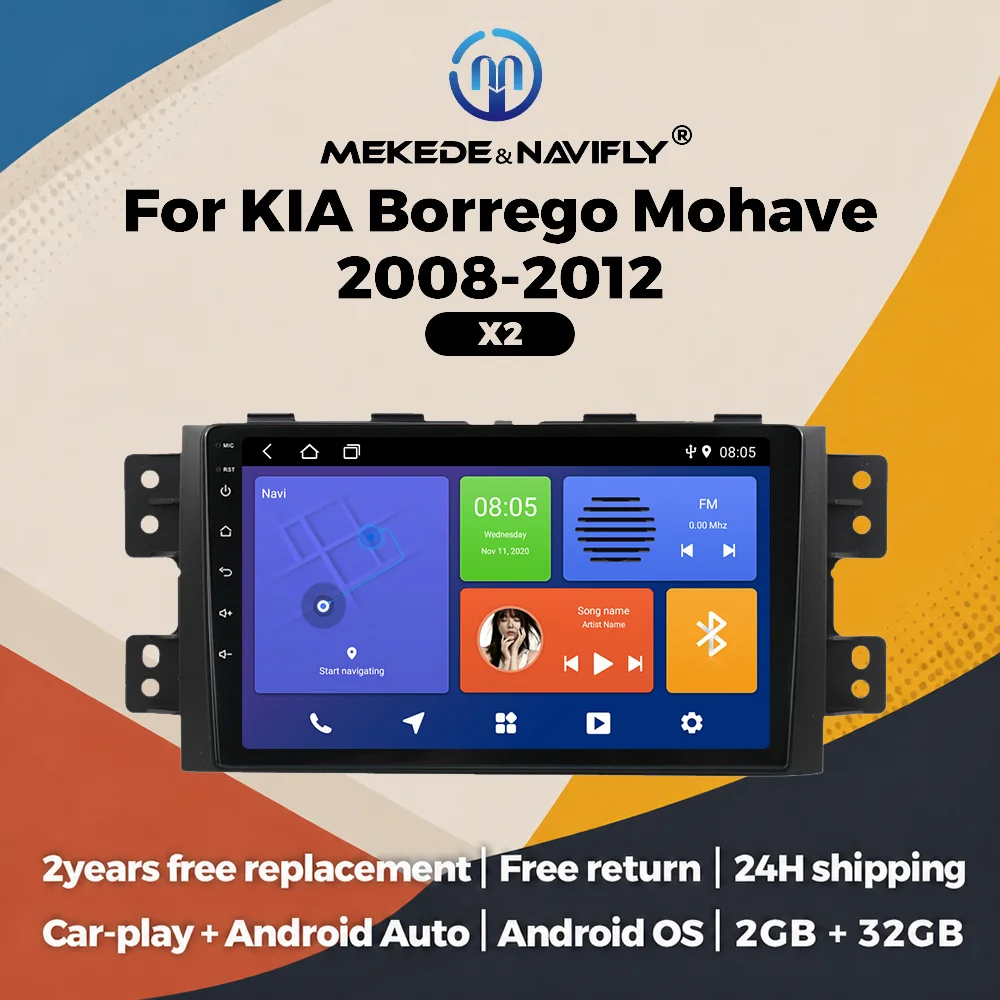 9-Zoll-Android-Autoradio für Kia Borrego Mohave 2008-2012, Multimedia-Player, GPS-Navigation, kabelloses Carplay, Android Auto, WLAN, Bluetooth.