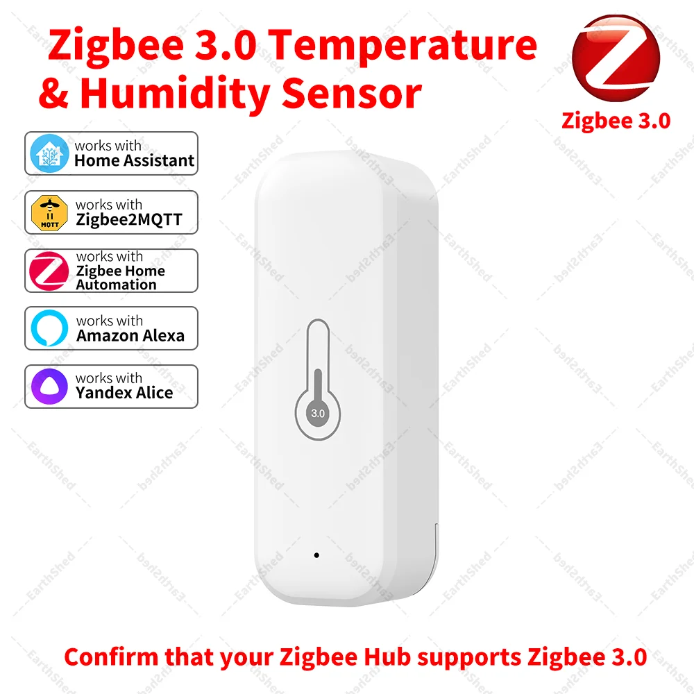 Sensor de temperatura e umidade Zigbee 3.0, hub Zigbee necessário, funciona com Home Assistant, Yandex, Alexa, ZHA, Zigbee2MQTT