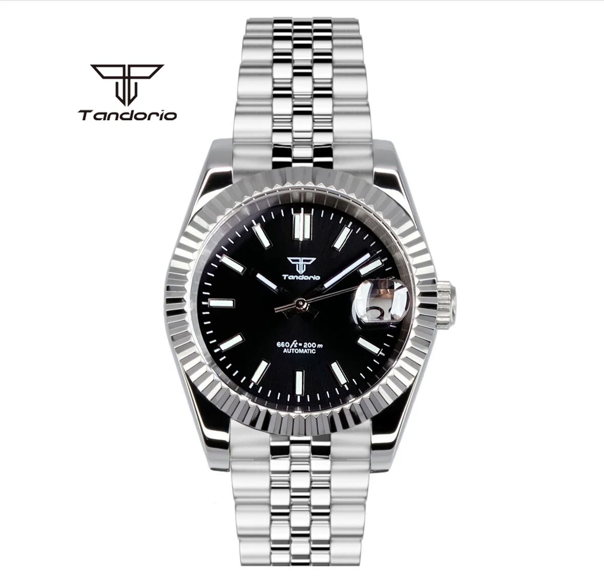 Tandorio Steel Classic NH35A 36mm/39mm Automatic Mechanical Watch for Men Sunburst Date Sapphire Crystal Wristwatch Luminous