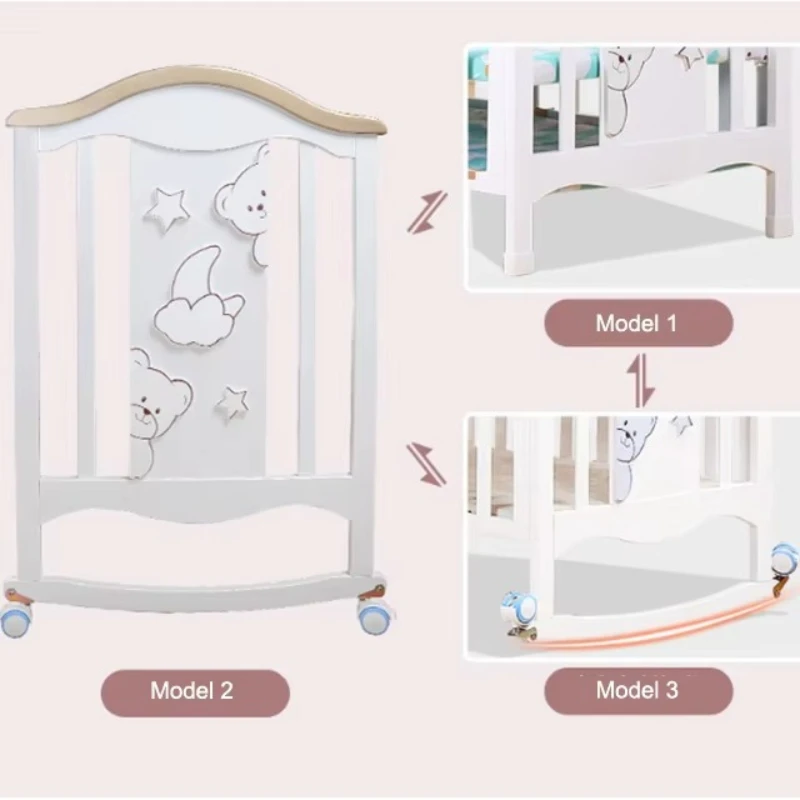 Wooden Baby Bed With Storage Crib Babies Sleeping Furniture Cot Set Cradle Bedding Set