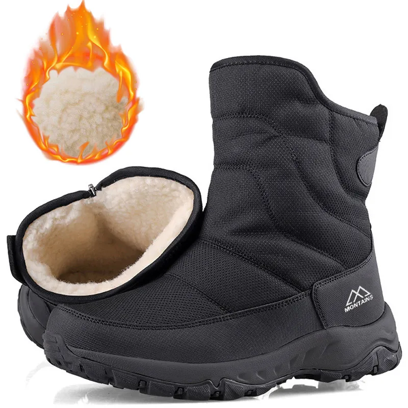 Herren-Winterschuhe, warme Schneestiefel, kniehohe Herren-Winterschuhe, dicke, flauschige Winterschuhe für Herren. – Detail 3