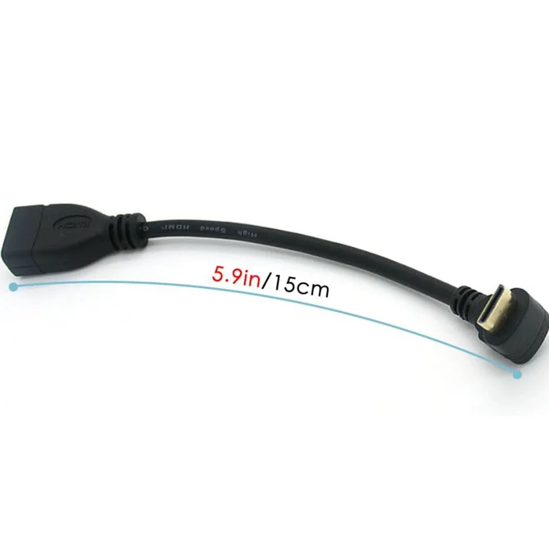 5.9in Right Angle Mini Hdmi 90 Degree Adapter Mini Hdmi Male to HDMI Female Cable Adapter Connector Support 1080P Full HD, 3D