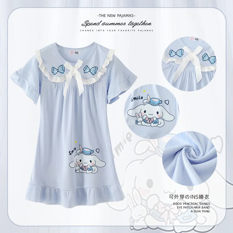 Sanrio-pijamas de manga larga para niños, faldas, ropa de casa, cuello redondo, dibujos animados bonitos, Ropa para Niñas, My Melody, nuevo