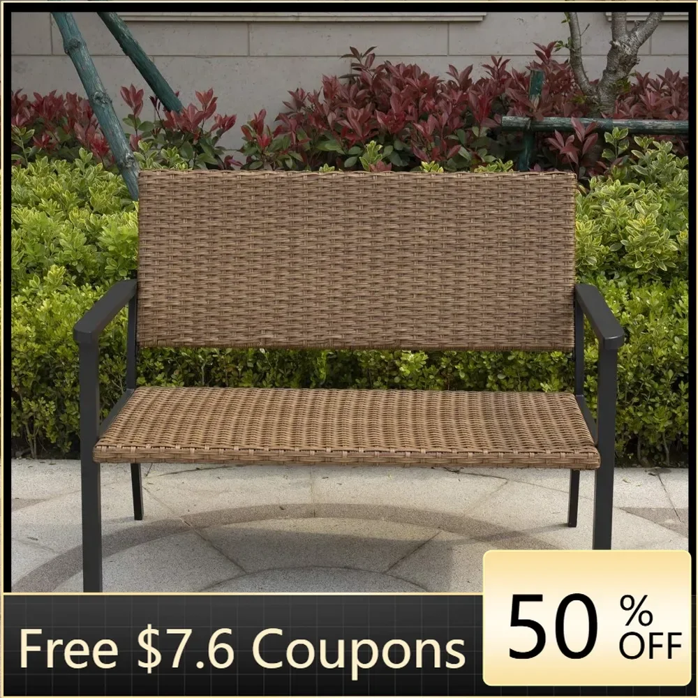 

Metal Frame Outside Benches Outdoor Loveseat Bench Chair for Outside Patio Porch Natural All Weather Freight Free