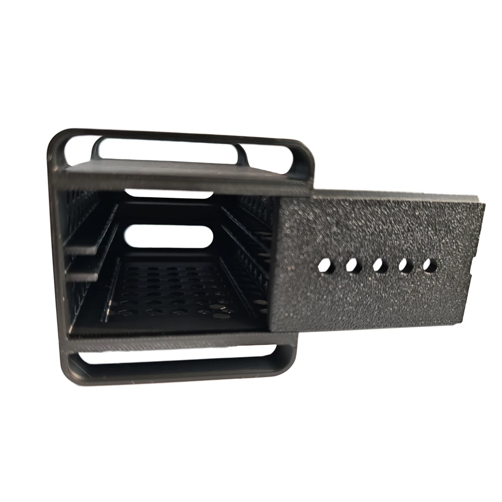 

for Samsung T9 SSD Holder 3D-Printed, Matte Black – Secure Storage Case with Slide-Out Cover, Cooling Vents & Type-C Cable Slot