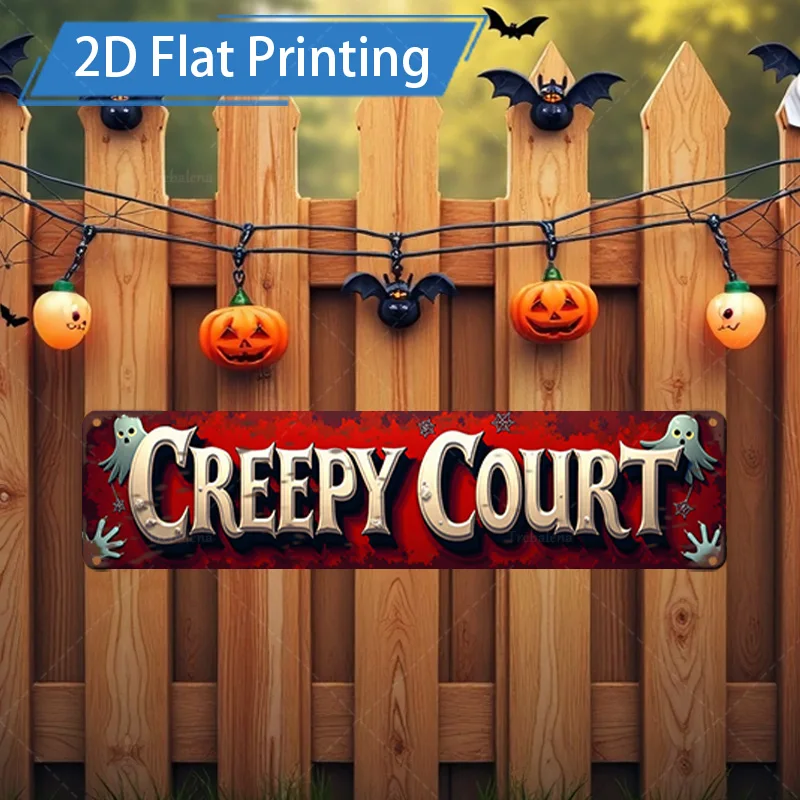 1 قطعة 8x12 بوصة علامة معدنية للهالوين زاحف المحكمة تسجيل الطباعة المسطحة فن المعادن الزخرفية للفناء #1