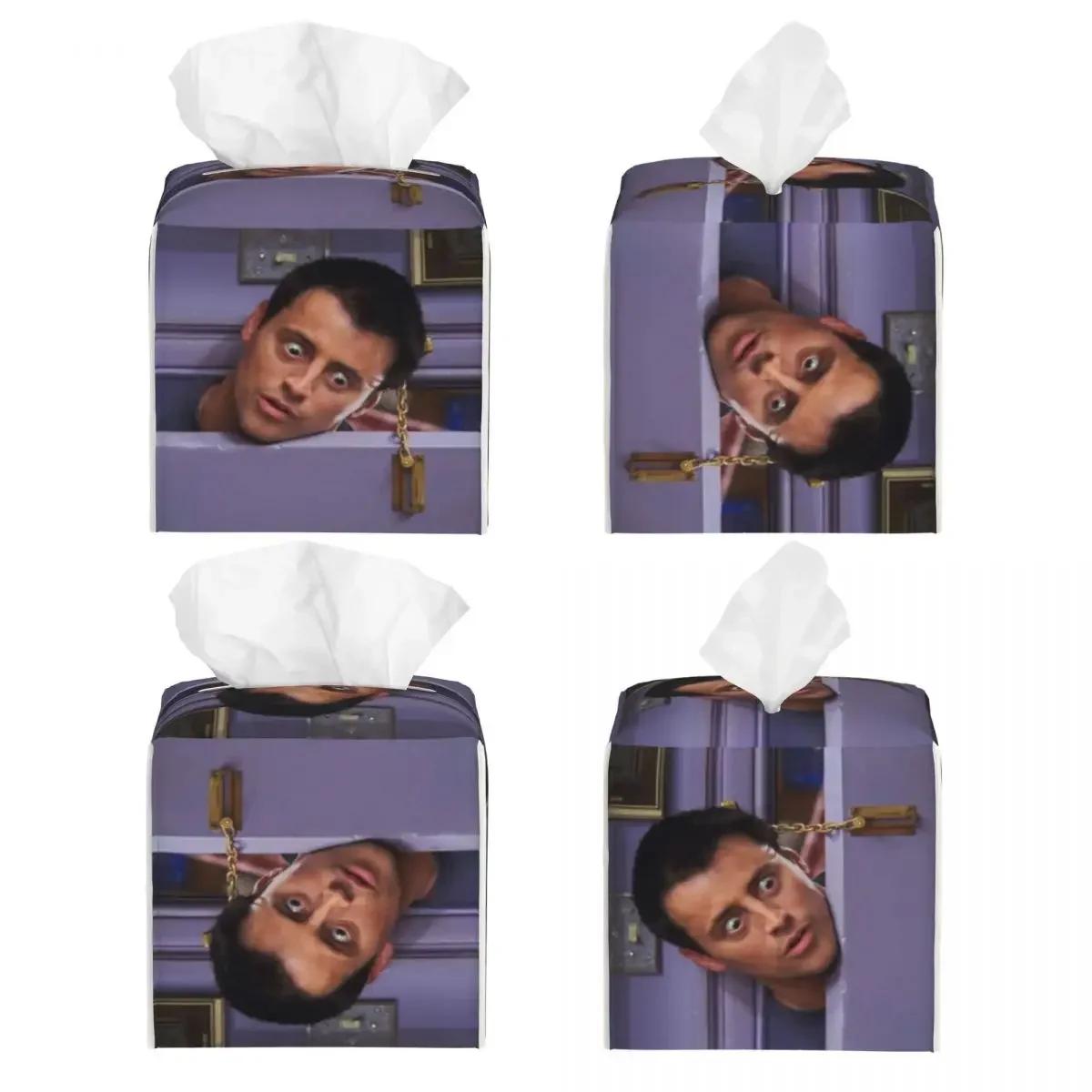 Custom Funny Joey Tribbiani Tissue Box Cover Square PU Leather Classic TV Show Friends Facial Tissue Box Holder for Bathroom Car