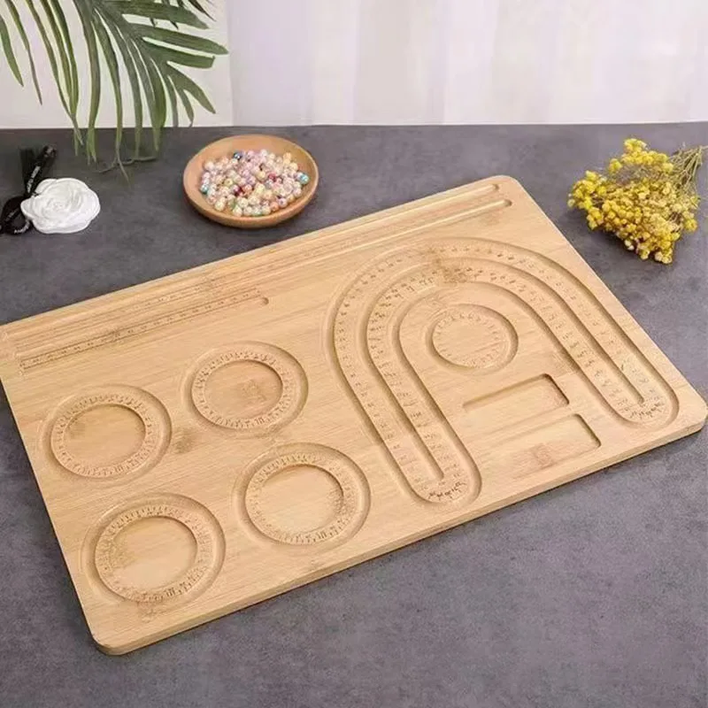 DIY Wooden Beading Pallet Jewelry Design Tray Handmade Bracelet String Bead Organizer Board