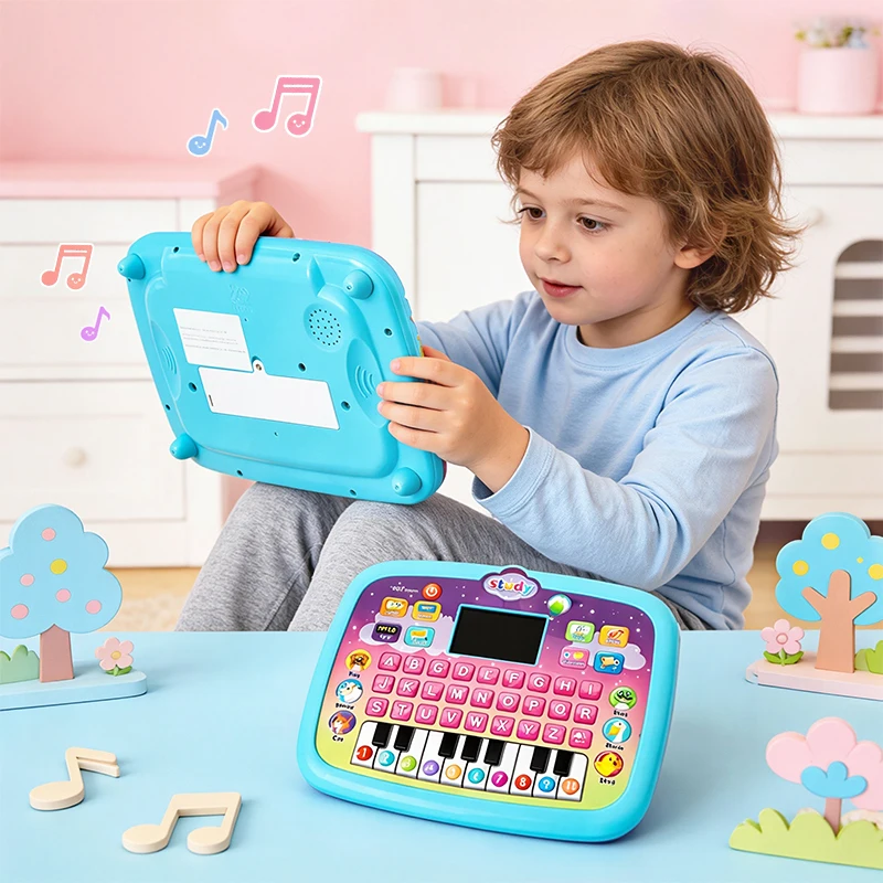 Brinquedo educacional interativo do PC da tabuleta para crianças, tablet infantil do diodo emissor de luz com aprendizagem do número e do alfabeto