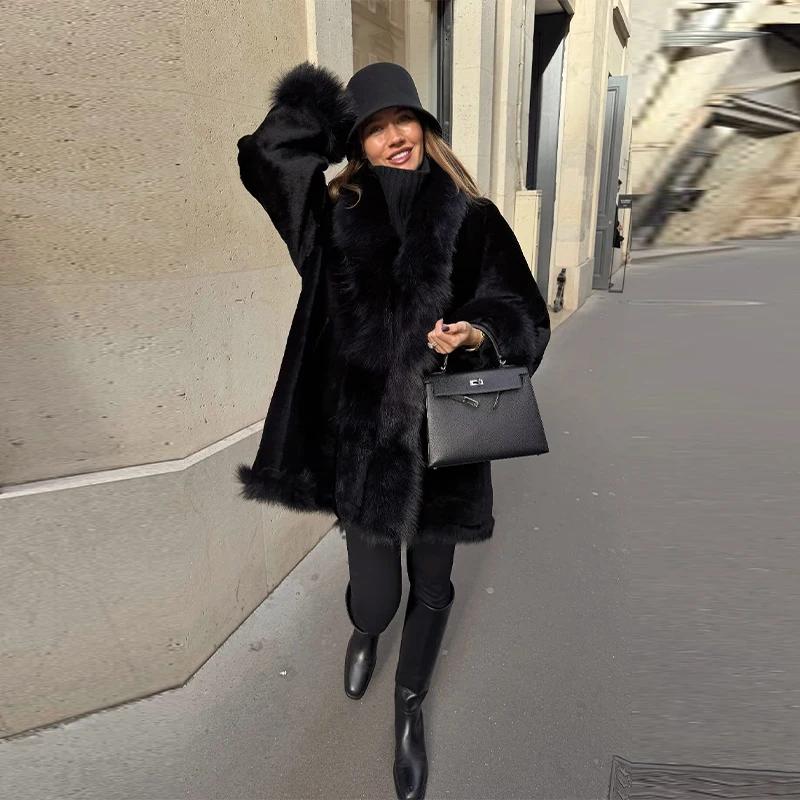 

Women's Winter Casual Faux Fur Short Overcoat Luxury Vintage Soft Loose Thick Long Coat New Elegant Easy Match Plush Warm Jacket