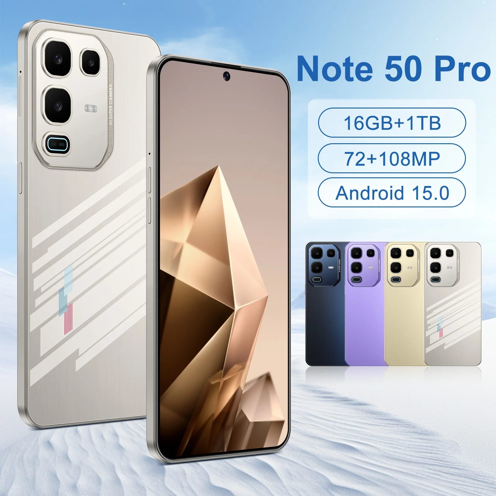 

HOT 2025 new Note 50 Pro original intelligent 5G dual card dual standby Android 15 system global version phones 7800mAh battery