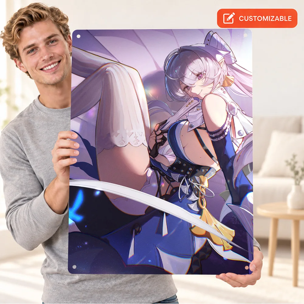 Zenless Zone Zero Velina Airgid Aluminum Poster Customized Metal Sign Digital Anime Illustration Wall Art For Reading Corner