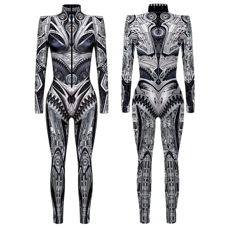 Combinaison Robot Mécanique Punk pour Femme, Catsuit Sexy, Costumes Cosplay Zentai, Halloween, ixde Noël, Costume de Batterie