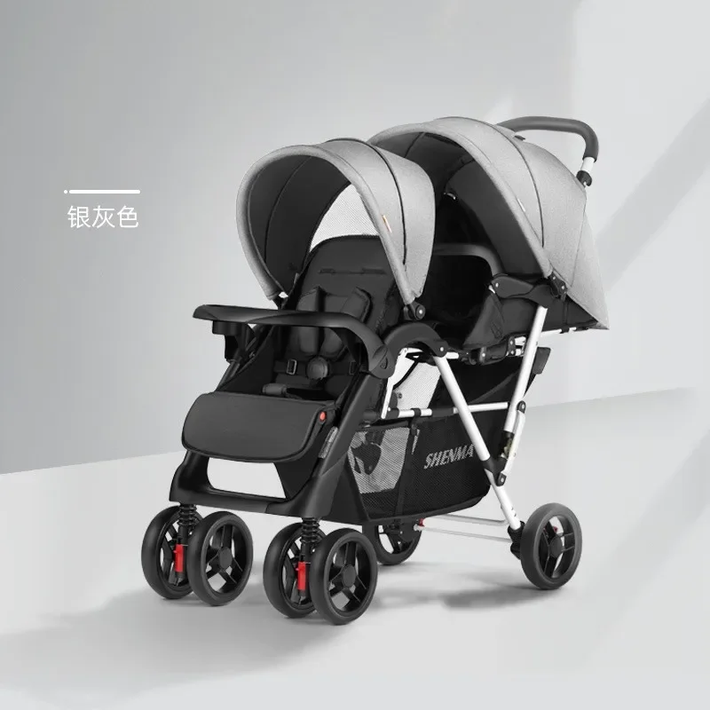 Double Baby Cart Second Child Size Treasure Front and Rear Seats Newborn Seatable Foldable Lightweight Cart