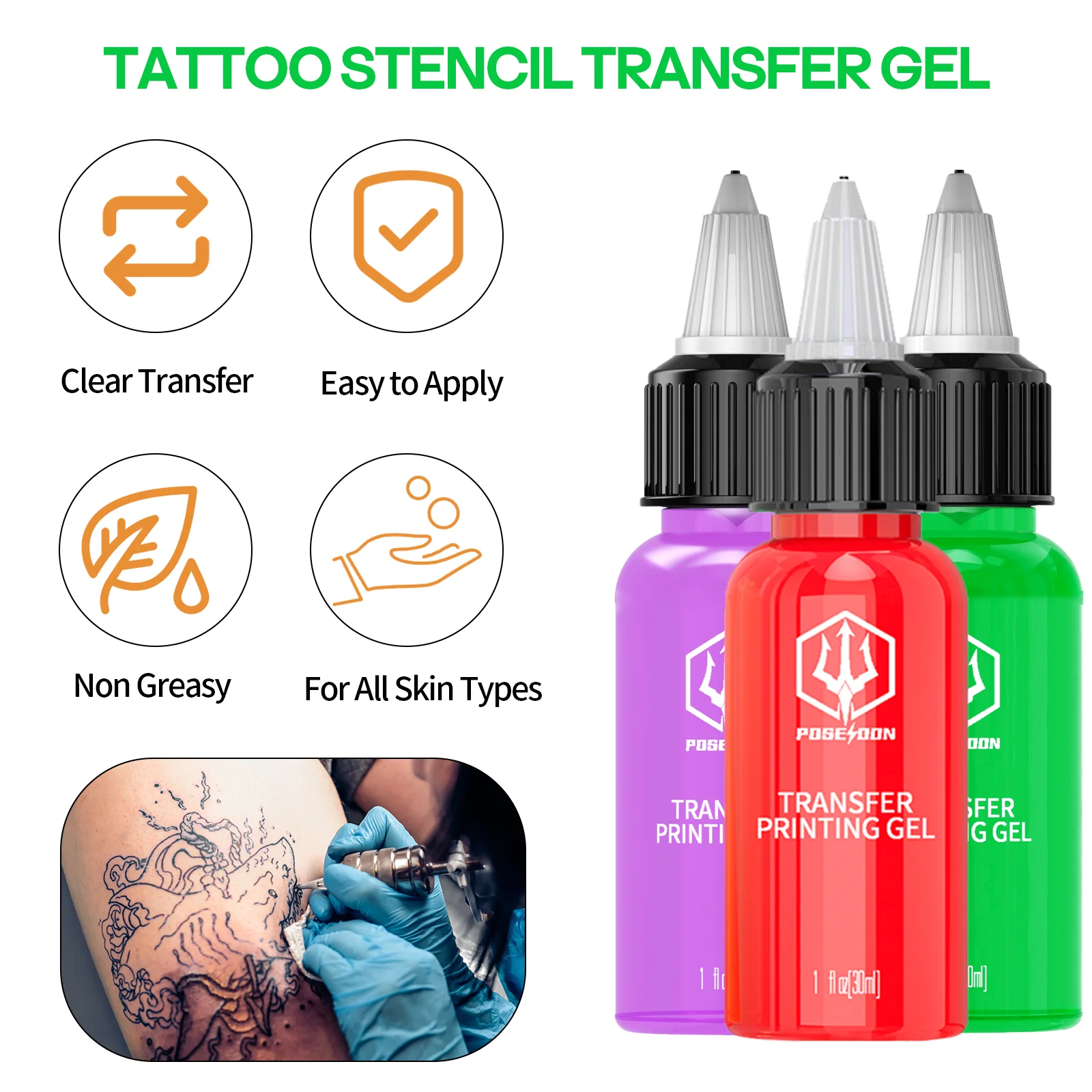 Fruit Scent 30ML POSEIDON Tattoo Stencil Gel Professional Tattoo Accessories For Tattoo Transfer Paper Hot Tattoo Stencil Gel