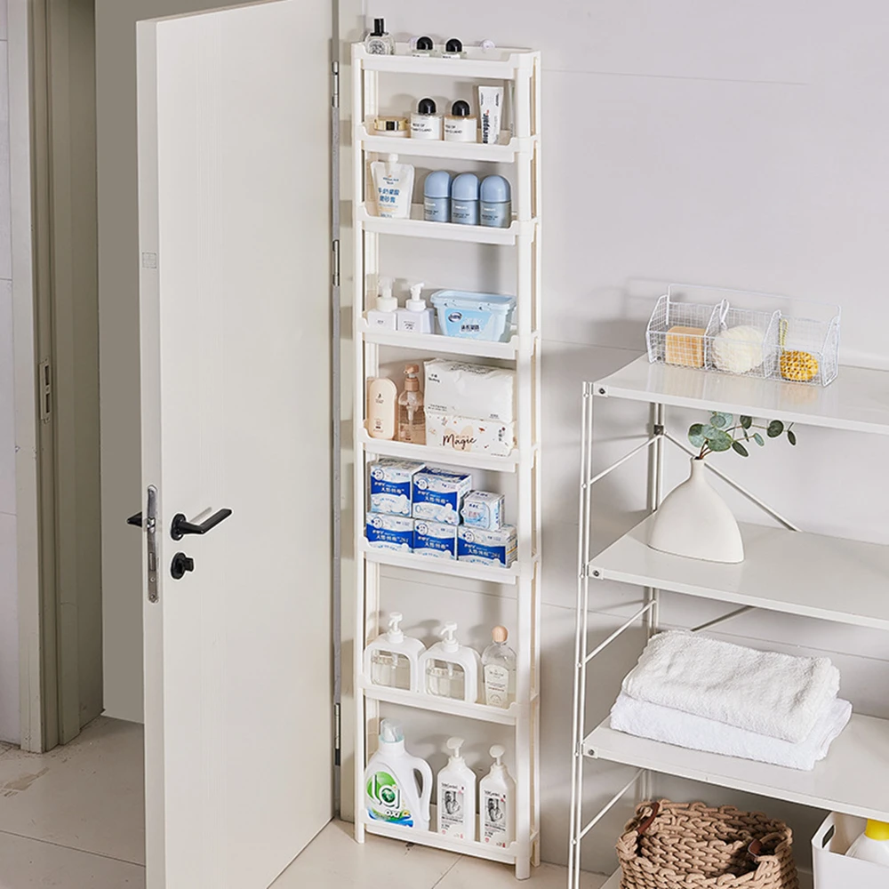 6/7 Tier Tall Slim Gap Storage Rack, 9.5cm/13.5cm Narrow Shelf, Organizer with Wall Hooks, for Kitchen Bathroom Gap Storage