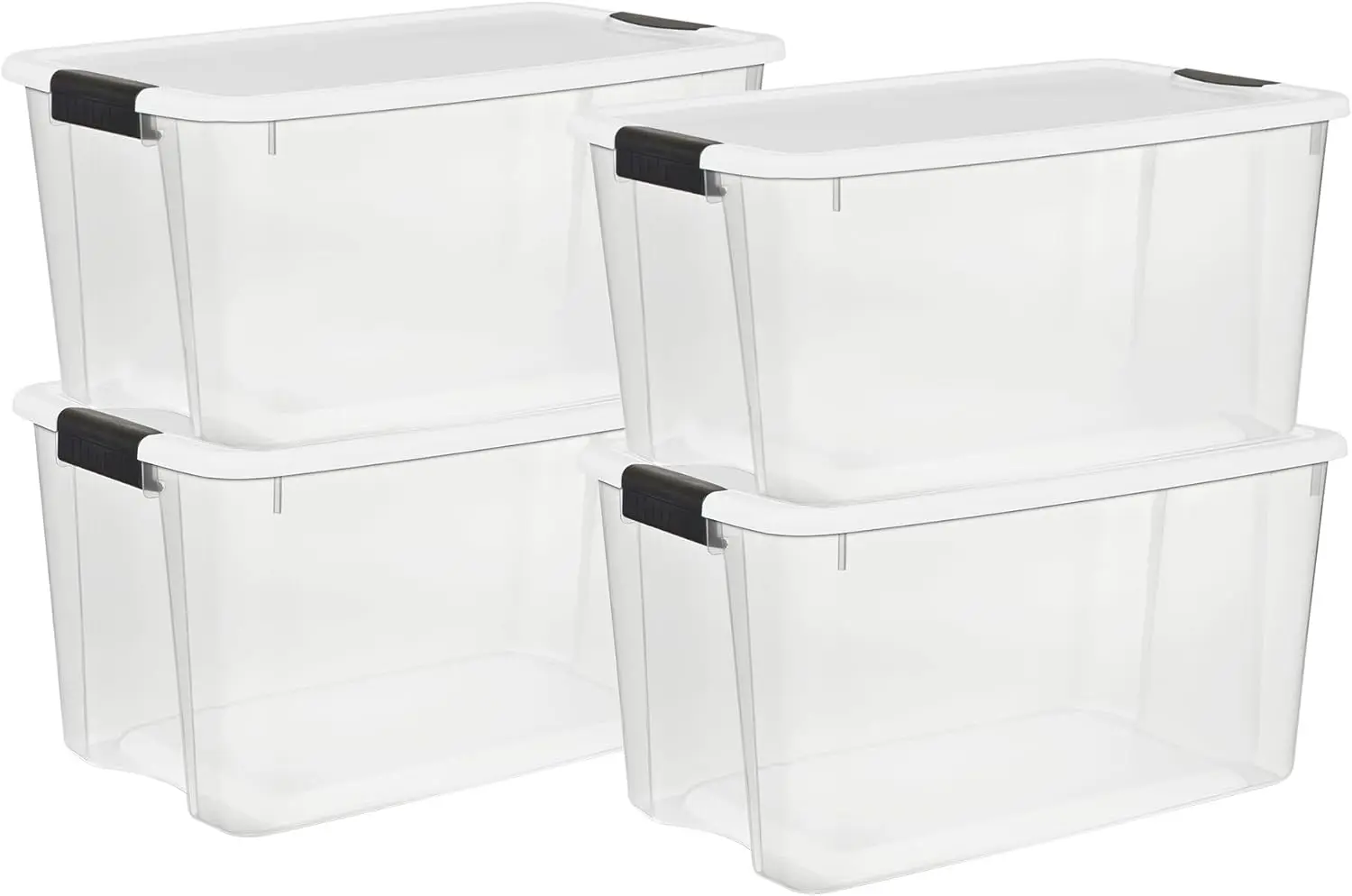 

4-Pack Clear Plastic Storage Bins with Lids, 70 Quart Heavy-Duty Organizing Containers for Home & Office