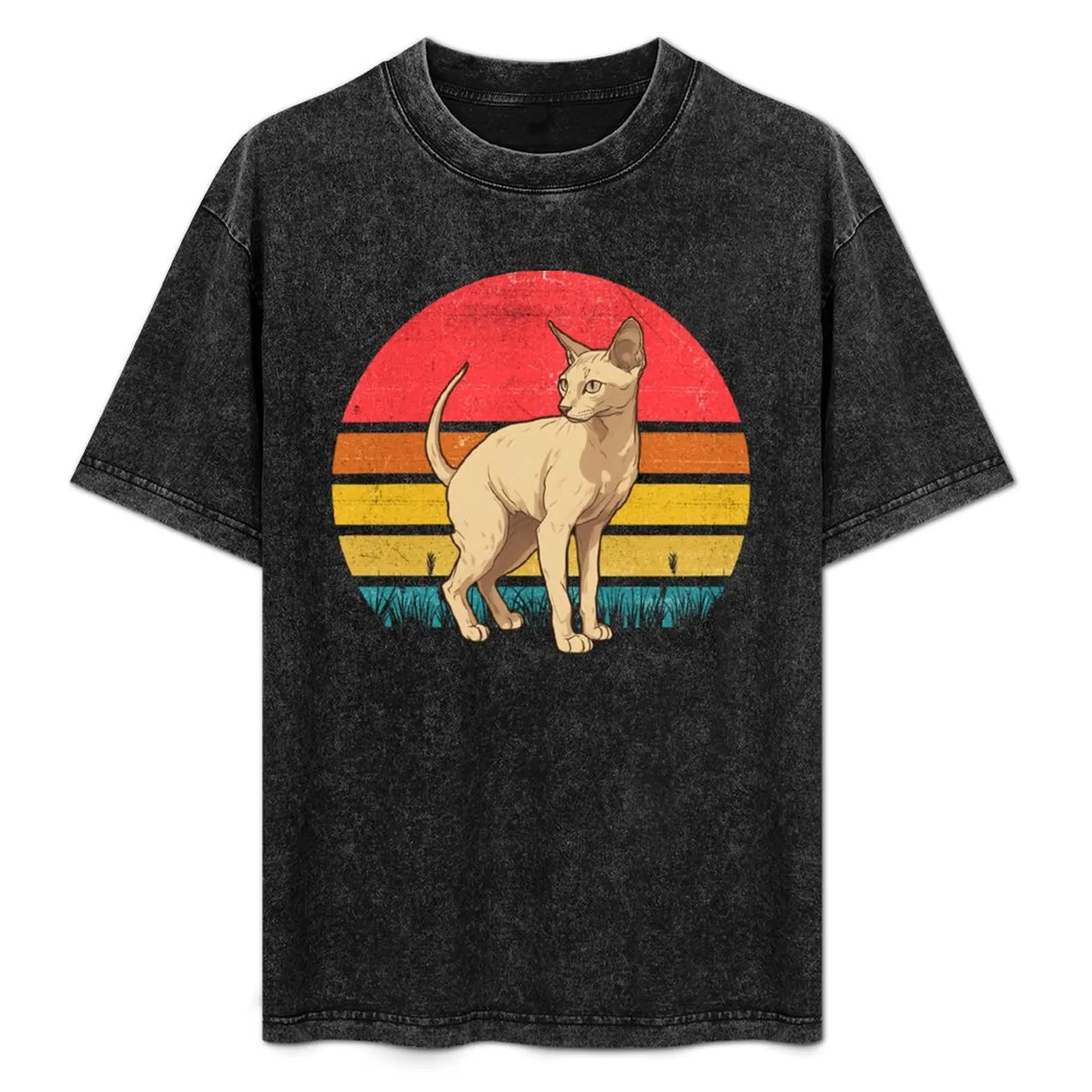 

Oriental Shorthair Cat Vintage Retro Sunset T-Shirt Streetwear Print Tee Shirt