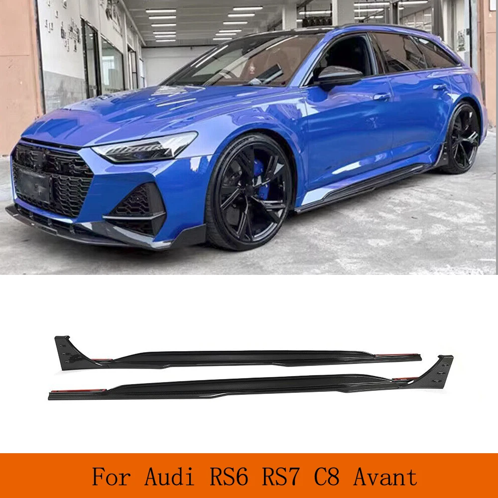 

Автомобильные боковые юбки, спойлер для Audi RS6 C8 Avant Wagon 2019-2021, Боковой бампер из углеродного волокна, защита для губ