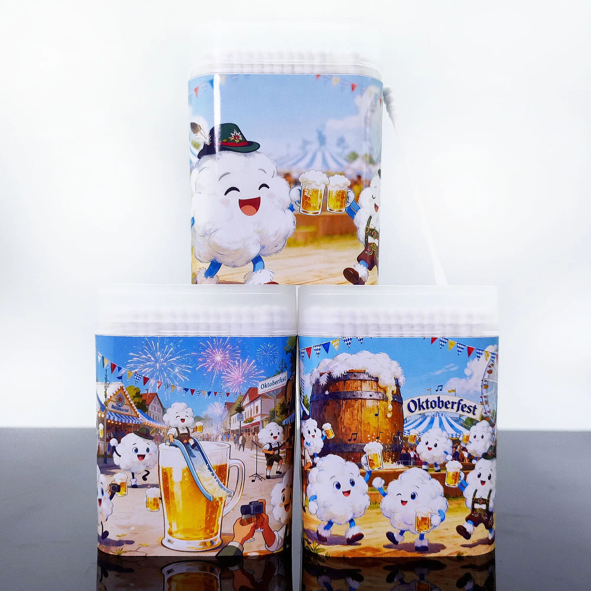 200 قطعة/600 قطعة مسحات قطنية تحت عنوان مهرجان البيرة، مسحات قطنية متعددة الوظائف برأسين، مسحات قطنية مستديرة حلزونية.