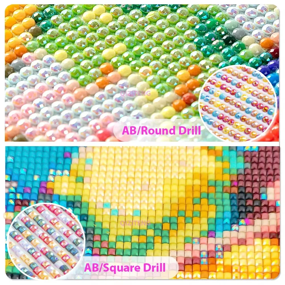 AB Diamond Painting Cartoon Girl Mosaic Cross Stitch Inlaid Water Diamond Embroidery Art Diamond Handicraft Hobby Set Gift