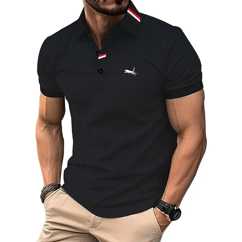 Men's Summer Casual T-shirt Business 3D Digital Printing Golf Polo Shirt