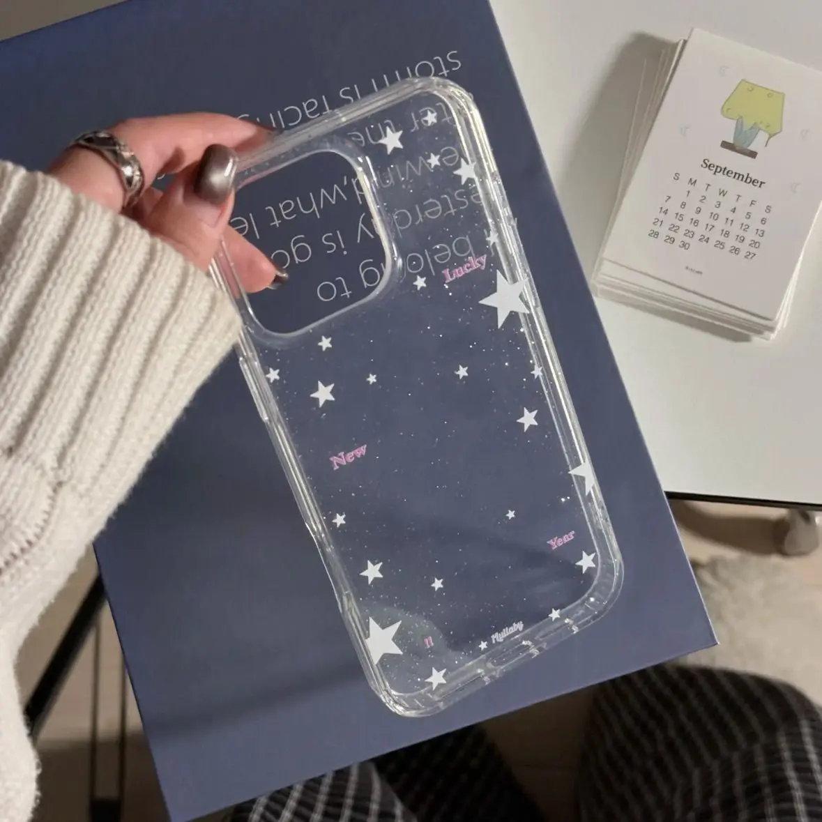 Funda de Teléfono Rosa Brillante con Estrella de la Suerte, Estilo Minimalista Coreano, para iPhone 17 AIR 16 15 14 13 12 11 PRO MAX PLUS MINI, Anti-Caídas