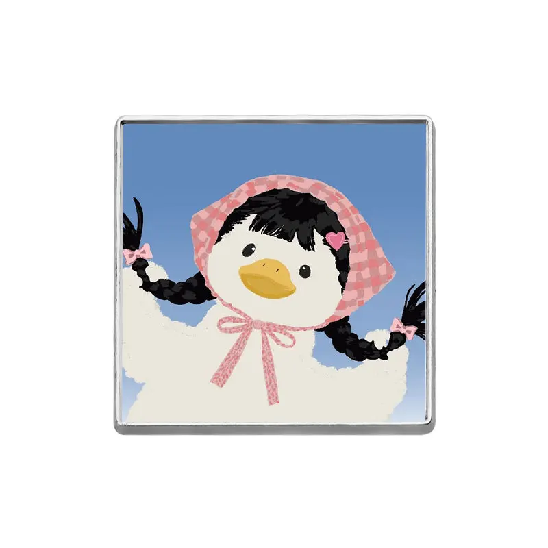 Cartoon Fried Duckling Metal Brooch Dough Twists Braid Duck Badge Schoolbag Cute Pink Plaid Headband Dress Decoration Pin