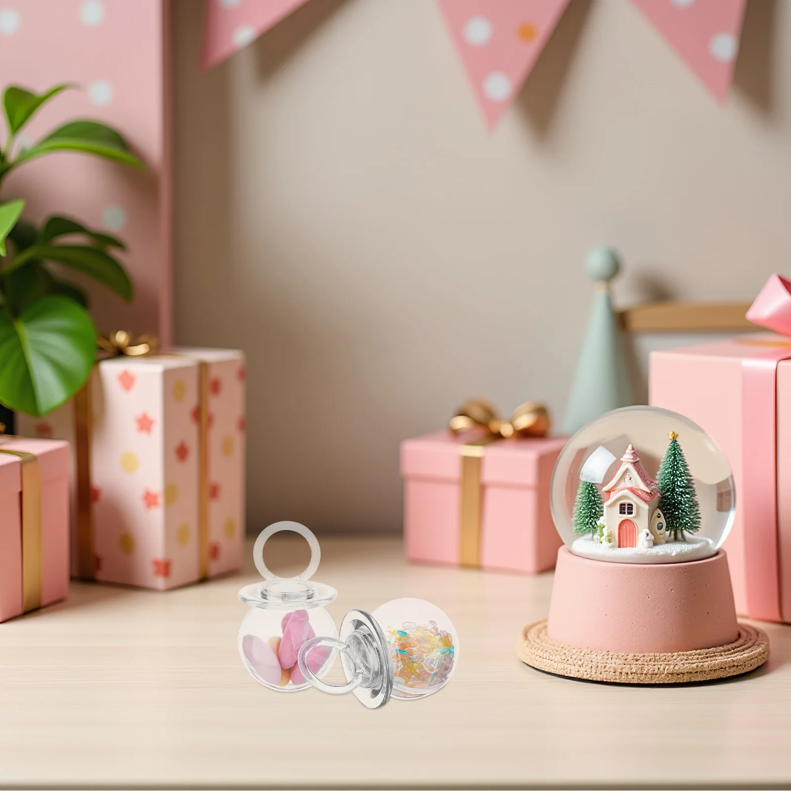 

24Pcs Baby Pacifier Candy Boxes Transparent Clear Favor Containers Baby Shower Birthday Party Treat Holders Clear Boxes