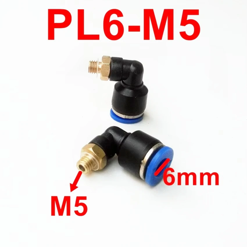 10pcs/lot  Pneumatic Fittings L type 6mm-M5 Pipe Fitting PL6-M5