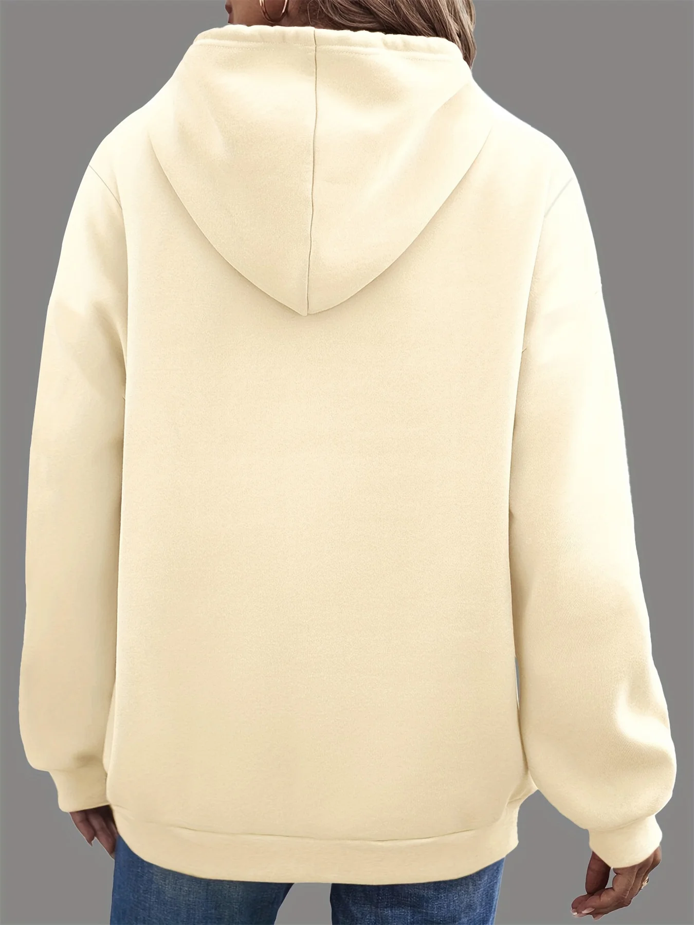 سترة نسائية للخريف والشتاء دافئة فضفاضة غير رسمية مطبوعة من جلد الغزال بأكمام طويلة وغطاء للرأس #5