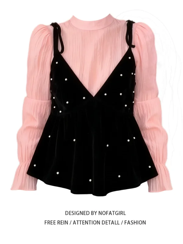 

plus Size Winter Faion Velvet Set for Women Bla Strap Suit Unique Beautiful Sle Commute Wind Winter Collection 2025