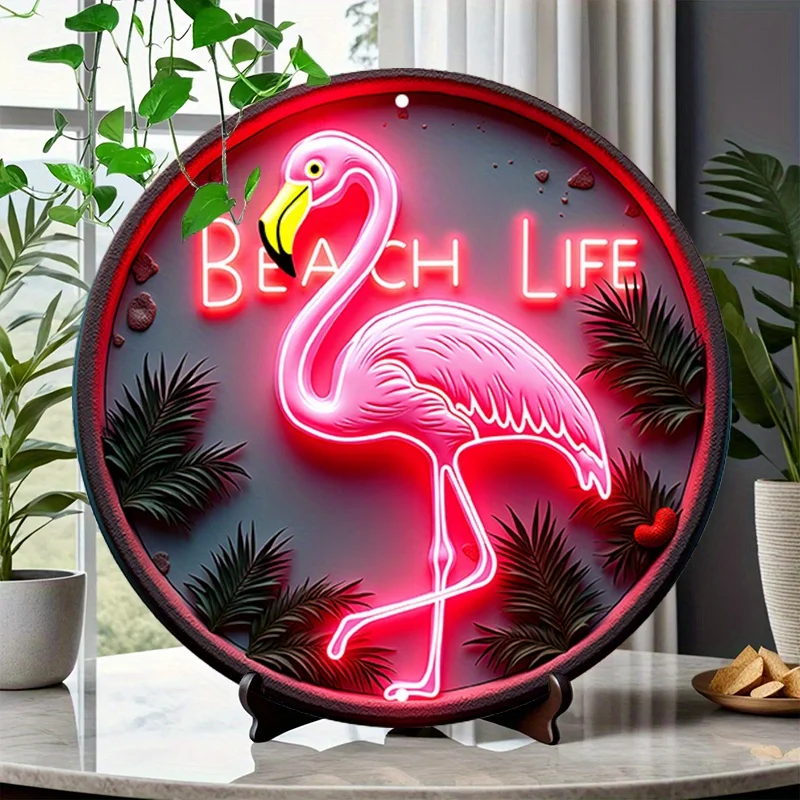 CIFBUY Vintage Flamingo Aluminum Wall Art Waterproof Rustproof Metal Decor for Home Garage Cafe Room Man Cave Bar