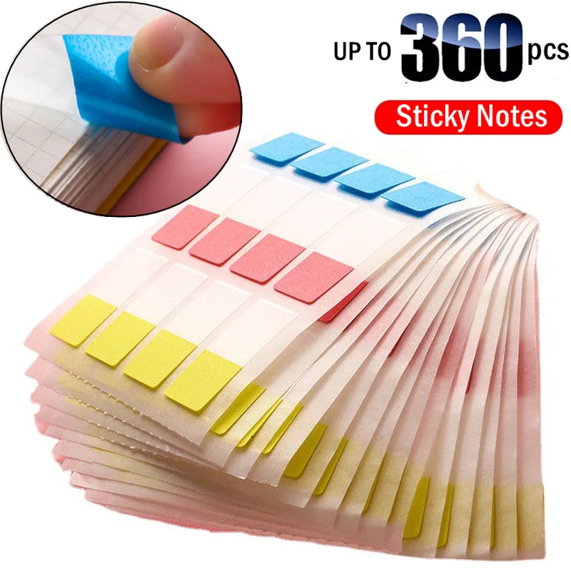 Up to 360Pcs Sticky Notes Memo Pad 3 Size Sticky Index Tabs Writable Classification Label Sticker For Book Markers Reading Notes