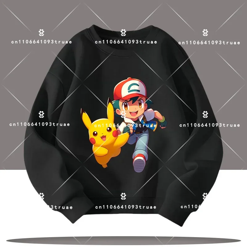 

Pokémon series Pikachu cartoon print autumn-winter long-sleeved children's round-neck boys' sports shirt girls' casual top