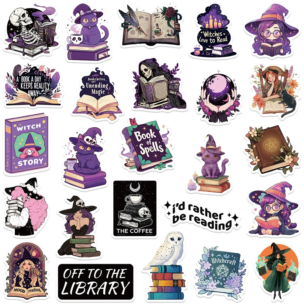 10/50 Stuks Cool Gothic Heks Meisje Boekachtige Stickers Donkere Leesstickers Diy Kid Plakboek Telefoon Fietskoffer Schattige Graffiti Sticker