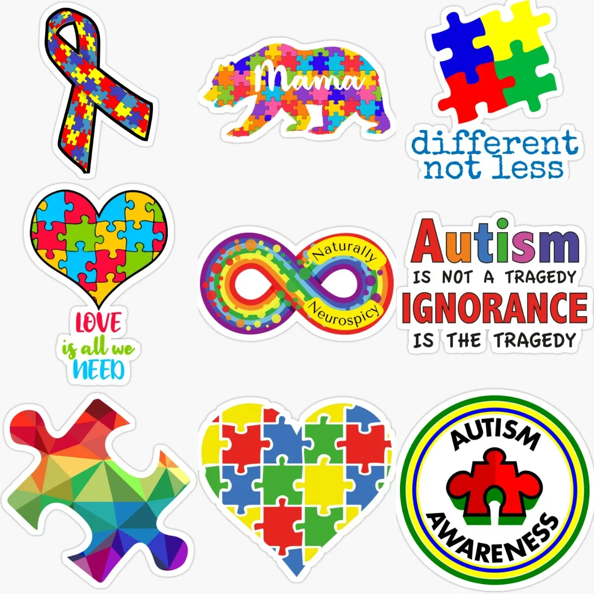 Autism Awareness Care Autism Color Jigsaw Creative Sticker for Decorate Car Table Motorcycle Helmet Bumper Decal Accessorie