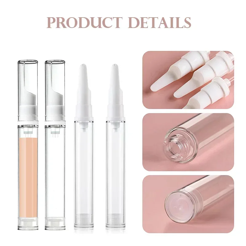 50pcs Airless Pump Bottles 5/10/15ml Vacuum Foundation Reusable Plastic Eye Cream Travel Cosmetics Containers for Lotion Serums