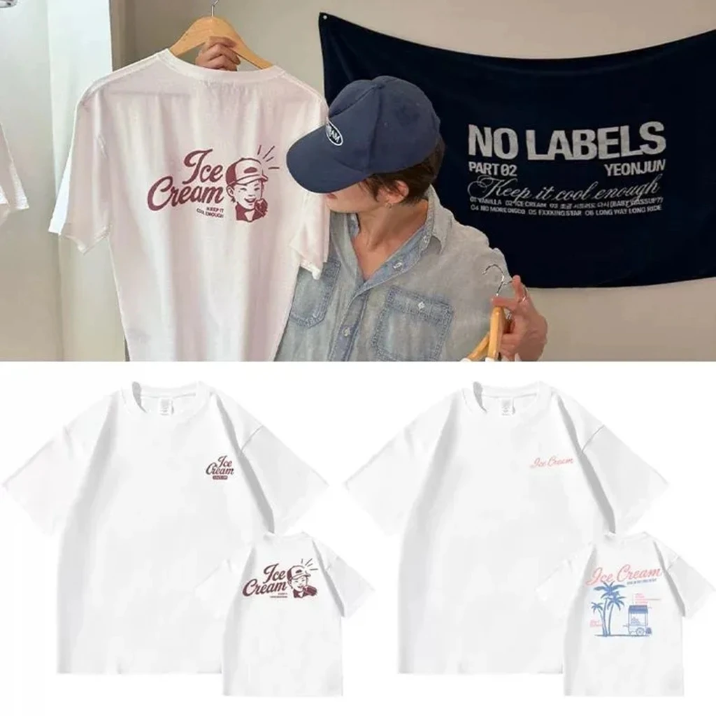 2026 Star Same T-shirt TOP PHOTO Printe TShirt Kpop Yeonjun/IceCream Shirt Pullovers Women Korean Style Summer Oversized Tshirt