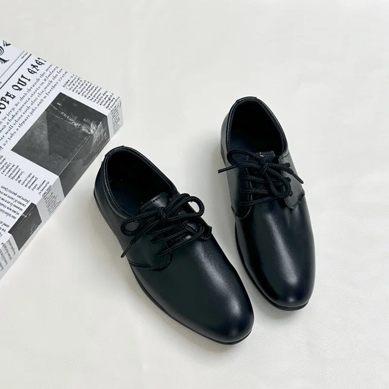 Kids'Casual Shoes Fashion Solid Color PU Leather Autumn Shoes For Boys Anti-slip Soft Bottom Breathable Black Size 26-42