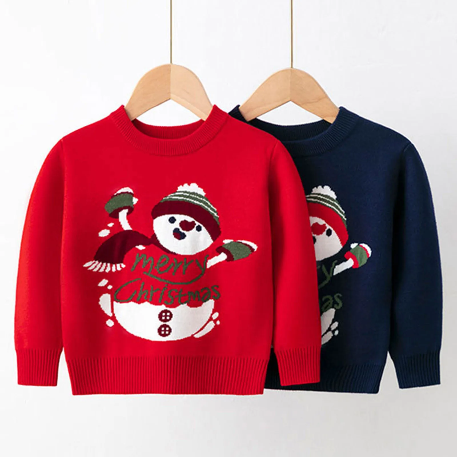 

Children Christmas Sweater 2-6T Kiids Boy Winter Cartoon Snowman Warm Top Infant Girls Autumn Winter Bottoming Pullover Sweater