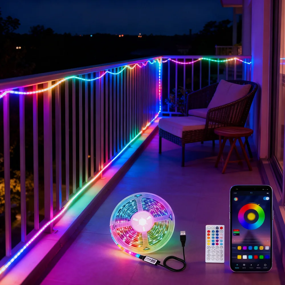 

RGB USB 5V LED Strip Lights 44Keys Bluetooth APP Control Music Sync Flexible Tape for TV Backlight Party Decoration