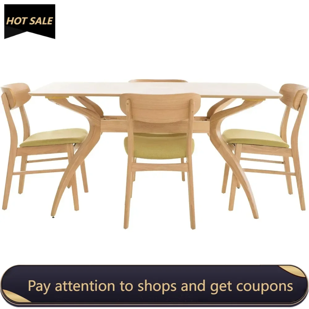 

Curved Leg Rectangular Dining Set Bar Stools Portable Folding Chairs for Nail Salon Natural Oak / Green Tea Freight Free Table