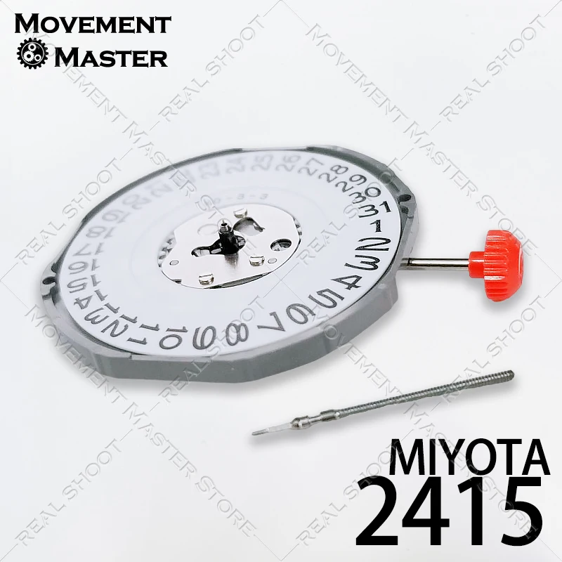Peças de relógio com movimento de quartzo Miyota 2415, 3 ponteiros, data às 6h00, tamanho 13 1/2 ''', alta precisão ± 20 segundos por mês, acessórios
