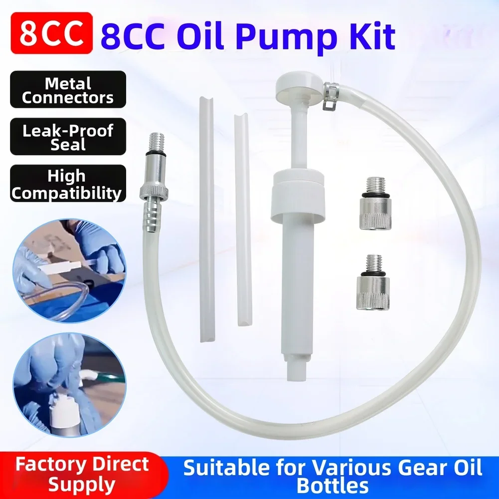 Lubrication Pump Kit With 8CC Plastic Body Metal 3/8 Thread Adapter And Aluminum Alloy Connectors For Outboard Engine Gears