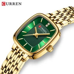 CURREN 9093 Elegant Women Quartz Watch Fashion Square Dial Business Stainless Steel Waterproof Simple Ladies Casual Watches